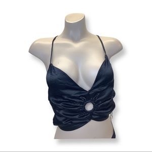 O.L.M. Peep hole satin strap top